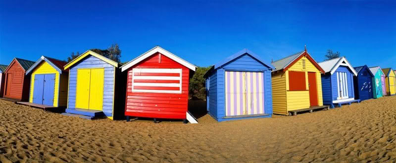 Brighton Beach Boxes. Bright colorful photograph of the beach boxes at Brighton Beach in Melbourne, Australia.
