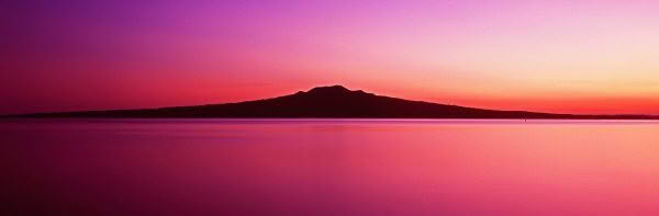 Rangitoto Island at sunset, Auckland, New Zealand.