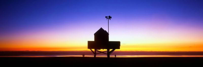 Standing Guard, Bethells Beach lifeguard tower at sunset