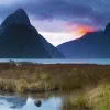 New Zealand landscape photography, Milford Sound at dusk with stunning light, Fiordland New Zealand