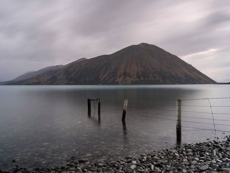 Lake Ohau at dawn with soft flat light