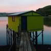 Quiet Morning. Boat shed at sunrise, Otago Peninsula, New Zealand