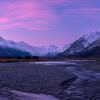 Tasman Valley and Southern Alps at sunset, Aoraki Mount Cook National Park, New Zealand