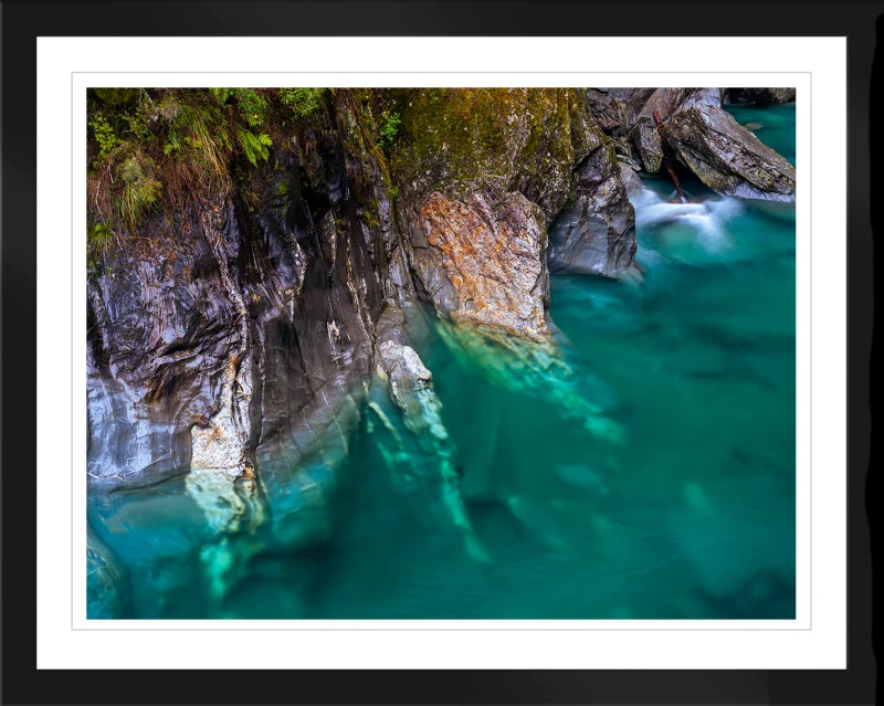 Blue Pools fine art print in a black frame
