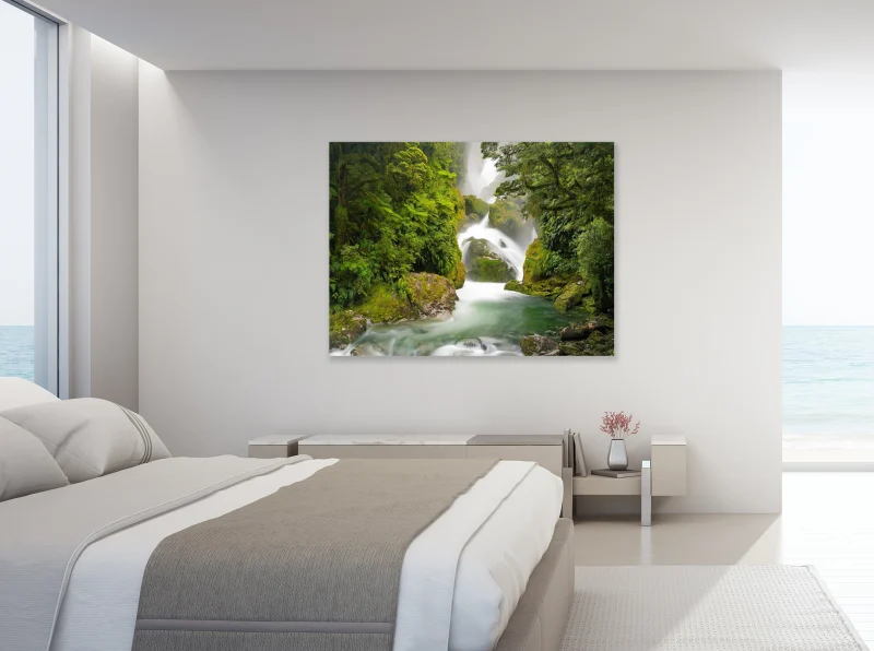Mackay Falls fine art landscape print displayed in a contemporary interior