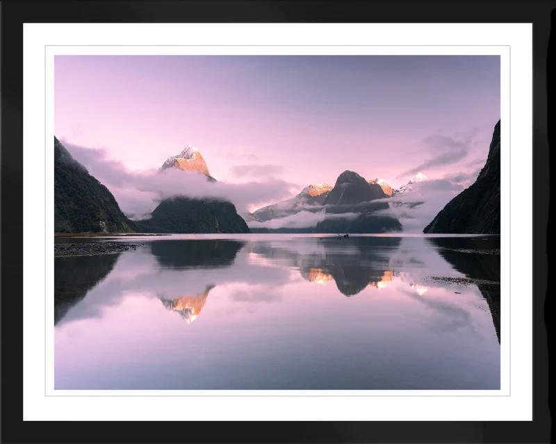 Milford Dawn fine art print in a black frame